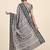 Grey printed crepe casual saree with blouse piece