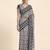 Grey printed crepe casual saree with blouse piece