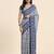 Blue printed crepe casual saree with blouse piece