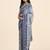 Blue printed crepe casual saree with blouse piece