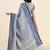 Blue printed crepe casual saree with blouse piece