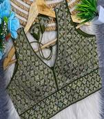 Olive green heavy embroidered silk bridal blouse | designer wedding party wear readymade saree blouse for women