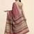 Pink printed crepe casual saree with blouse piece