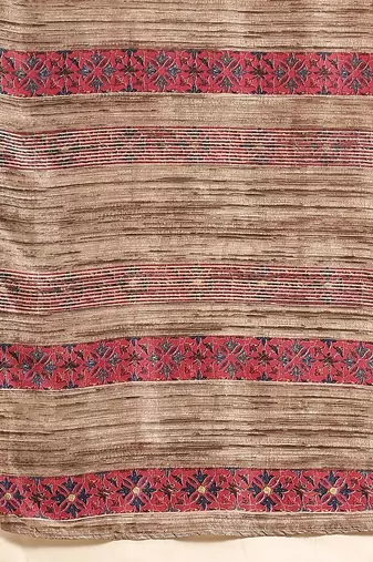 Pink printed crepe casual saree with blouse piece