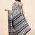 Grey printed crepe casual saree with blouse piece