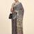Green printed crepe casual saree with blouse piece