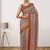 Brown printed crepe casual saree with blouse piece