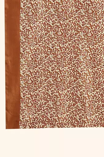 Brown printed crepe casual saree with blouse piece