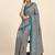 Green printed crepe casual saree with blouse piece