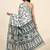 Green printed crepe casual saree with blouse piece