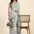 Green printed crepe casual saree with blouse piece