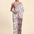 White printed crepe casual saree with blouse piece