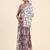 White printed crepe casual saree with blouse piece