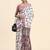 White printed crepe casual saree with blouse piece
