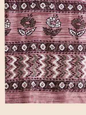 White printed crepe casual saree with blouse piece 5