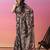 Coffee brown floral printed jute casual saree with blouse piece