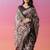 Coffee brown floral printed jute casual saree with blouse piece