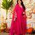 Pink viscose chanderi embroidered kurta pant dupatta set
