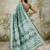 Green printed blended cotton designer saree with blouse piece