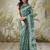 Green printed blended cotton designer saree with blouse piece