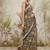 Grey floral printed jute casual saree with blouse piece
