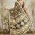 Grey floral printed jute casual saree with blouse piece