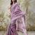 Lavender printed blended cotton designer saree with blouse piece