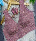 Pink heavy embroidered silk bridal blouse | designer wedding party wear readymade saree blouse for women