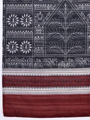 Maroon elegant printed silk cotton saree with blouse piece 5
