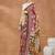Maroon printed silk blend ethnic saree with blouse piece