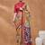 Mustard printed silk blend ethnic saree with blouse piece