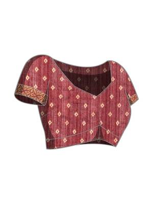 Mustard printed silk blend ethnic saree with blouse piece 5