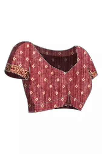 Mustard printed silk blend ethnic saree with blouse piece
