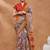 Grey printed silk blend ethnic saree with blouse piece