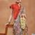 Grey printed silk blend ethnic saree with blouse piece