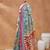 Teal printed silk blend ethnic saree with blouse piece