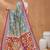 Teal printed silk blend ethnic saree with blouse piece