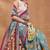 Teal printed silk blend ethnic saree with blouse piece