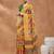 Mustard printed silk blend ethnic saree with blouse piece
