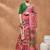 Pink printed silk blend ethnic saree with blouse piece