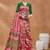 Pink printed silk blend ethnic saree with blouse piece