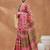 Pink printed silk blend ethnic saree with blouse piece
