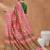 Pink printed silk blend ethnic saree with blouse piece