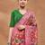 Pink printed silk blend ethnic saree with blouse piece