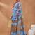 Blue printed silk blend ethnic saree with blouse piece