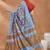 Blue printed silk blend ethnic saree with blouse piece