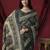 Grey elegant printed silk cotton saree with blouse piece