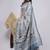 Blue elegant printed silk cotton saree with blouse piece
