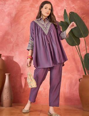 Crushed Crepe Silk Kaftan Set | Luxe Ethnic Wear | Jaipur 4