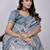 Blue elegant printed silk cotton saree with blouse piece